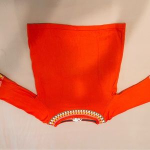 Orange Boden sweater with embroidery